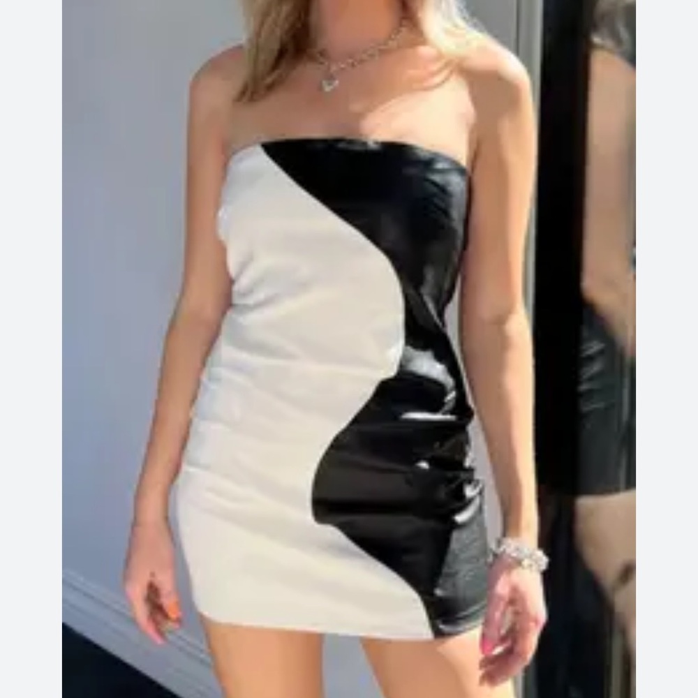 Black and white crazy girl tube dress